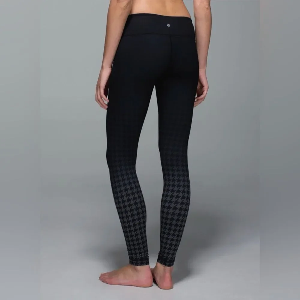 Lululemon Wunder Under Leggings Black Grey Houndstooth Ombre Yoga Pants Size 6